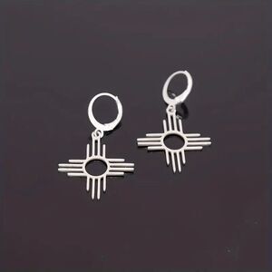 Zia Symbol Stainless Steel Dangle Earrings